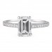 1.3 carat Emerald Cut Lab Diamond Bright Cut Pave Ring flat