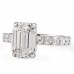 2.8 carat Antique Emerald Lab Diamond Asscher Band Ring flat