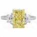 2.66 carat Fancy Light Yellow Radiant Diamond Three-Stone Ring flat