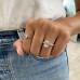 2.8 carat Antique Emerald Lab Diamond Asscher Band Ring lifestyle fist