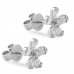 Baguette and Round Diamond Flower Petal Earrings profile