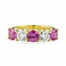 Pink Sapphire & Diamond Yellow Gold U-Shape Band flat
