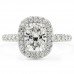 1.56ct Cushion Cut Lab Diamond Fishtail Halo Engagement Ring top