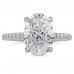 3.08 carat Oval Lab Diamond Pave Prong Engagement Ring flat