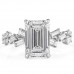 2.85 carat Emerald & Baguette Cut Lab Diamond Ring flat
