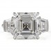 6.51 carat Asscher Cut Lab Diamond Three Stone Engagement Ring flat