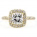 1.42 carat Cushion Cut Lab Diamond Halo Engagement Ring flat