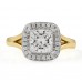 1.61 carat Princess Cut Lab Diamond Two-Tone Halo Split Ring flat