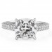 3.08 carat Cushion Lab Diamond Wide Pave Ring flat