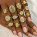 3.02 carat Yellow Radiant Cut Diamond Three-Stone Ring lifestyle hands