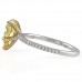1.62 ct Fancy Orangey Yellow Pear Shape Diamond Ring side view two-tone white gold yellow