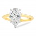 2.50ct Pear Shape Diamond Yellow Gold Solitaire Ring flat