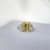 3.50 carat Yellow Asscher Cut Diamond Three-Stone Ring lifestyle flatlay