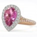 pink sapphire halo engagement ring with rose gold band