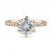 Round Moissanite Rose Gold Pave Style Engagement Ring flat