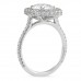 Round Moissanite in Cushion Halo Engagement Ring side view pave diamond details