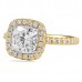 Cushion Cut Moissanite Yellow Gold Halo Engagement Ring flat
