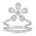 Pear and Round Diamond Flower Double Pave Band Ring front