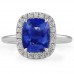 2.29 carat Cushion Cut Sapphire Halo Engagement Ring flat