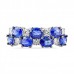 Oval Sapphire and Round Diamond Wedding Band flat